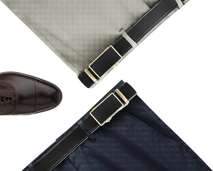 CHAOREN Mens Belt - Mens Ratchet Belt Leather 1 3/8" for Dress Pant - Micro Adjustable Belt Fit Everywhere