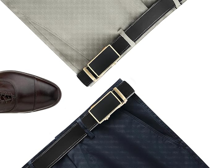 CHAOREN Mens Belt - Mens Ratchet Belt Leather 1 3/8" for Dress Pant - Micro Adjustable Belt Fit Everywhere