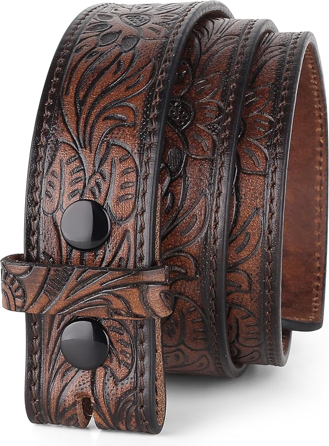 F&L CLASSIC Western Belt without buckle for men – Full Grain Leather Cowboy Belts for jeans - One Piece Leather strap belt