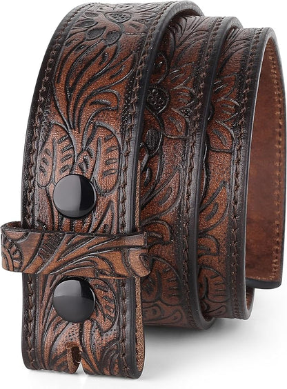 F&L CLASSIC Western Belt without buckle for men – Full Grain Leather Cowboy Belts for jeans - One Piece Leather strap belt