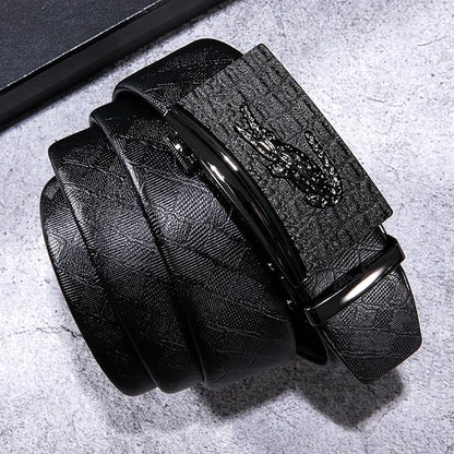 Dubulle Designer Ratchet Belt for Men Leather Fashion Adjustable Automatic Buckle Sliding Removable Dress Casual