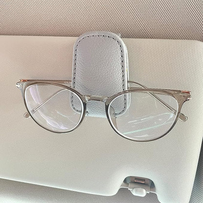 KIWEN Sunglasses Holders for Car Visor, Magnetic Leather Glasses Eyeglass Clip for Car, Ticket Card Clip Sunglasses Mount, Car Visor Accessories Gadgets (1, Grey)