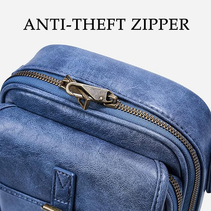 Small Messenger Bag Vegan Leather Crossbody Bag for Women Men, Vintage Cross Body Shoulder Purse with Card Slots