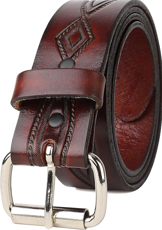 F&L CLASSIC Men's full Grain Vintage Distressed leather Belt,easy to change Roller buckle,1.5" Wide,USA,