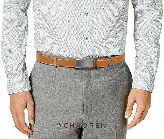 CHAOREN Mens Dress Belt - Mens Ratchet Belt Leather for Dress Pant - Micro Adjustable Belts Fit Everywhere
