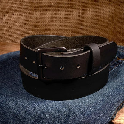 Men's Leather Belt, Made in USA, Full-Grain Leather, Casual Everyday Wear Belts, Amish Handmade 1.5" Width