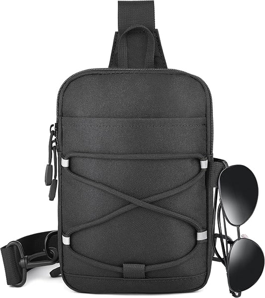 MOZETO Mini Sling Bag, Mens Travel Hidden Anti-theft Pocket Small Crossbody Bag, Water Resistant Phone Holder Casual Utility Chest Side Pack | Anti-Theft, Credit Card Slot, Lightweight, Water Resistant, Detachable Strap