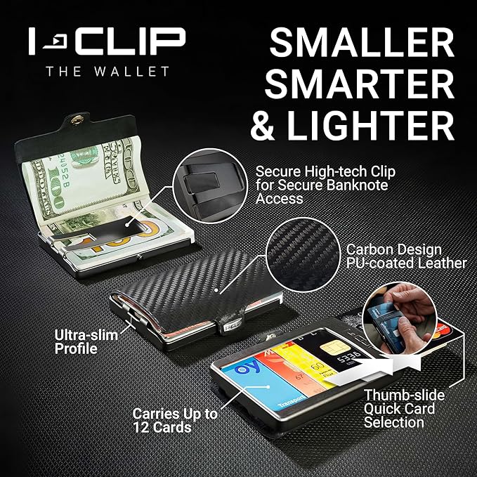 I-CLIP, Premium Men's Leather Wallet, Versatile Changeable Money clip, Secure Card Holder, Compact Men's Wallet Minimalist, Sleek Slim Design, Perfect Money Clip Wallet for Men