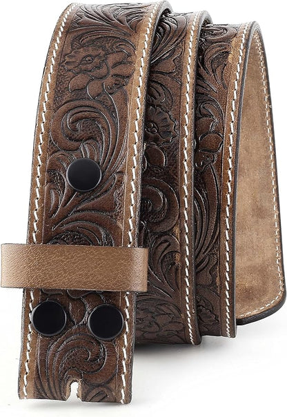 F&L CLASSIC Western Belt without buckle for men – Full Grain Leather Cowboy Belts for jeans - One Piece Leather strap belt