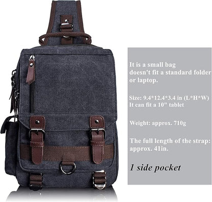 Leaper Retro Crossbody Bag Sling Bag Canvas Messenger Bag for Men Women Shoulder Bag Crossbody Handbags Satchel Travel Bag