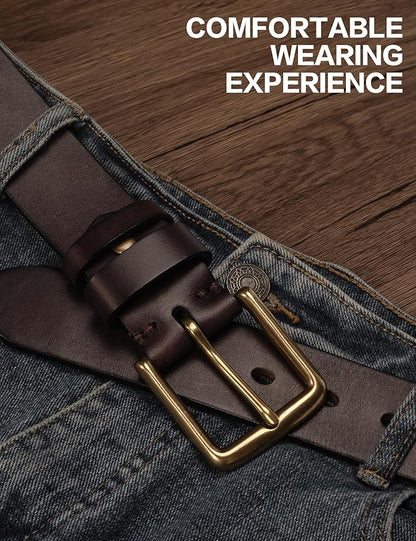 Thicken Full Grain Leather Mens Belt Heavy Duty Mens Work Belt Mens Belt High Hardness Buckle Packed In Gift Box