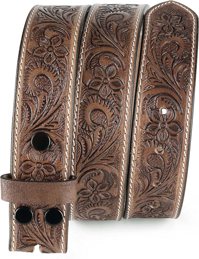 F&L CLASSIC Western Belt without buckle for men – Full Grain Leather Cowboy Belts for jeans - One Piece Leather strap belt