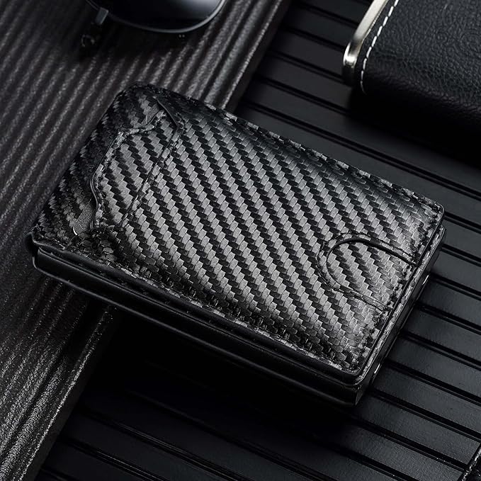 Card Wallet for Men Slim Minimalist: Smart Pop Up Wallets with Money Clip - RFID Front Pocket Credit Card Holder - Gift for Men Husband