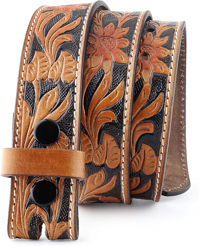 F&L CLASSIC Western Belt without buckle for men – Full Grain Leather Cowboy Belts for jeans - One Piece Leather strap belt