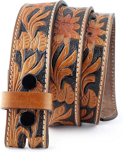 F&L CLASSIC Western Belt without buckle for men – Full Grain Leather Cowboy Belts for jeans - One Piece Leather strap belt