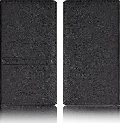 TOURSUIT Car Registration and Insurance Card Holder, Vehicle License Document Glove Box Compartment Organizer, Interior Car Accessories for Women Men Teens (Cross Black)