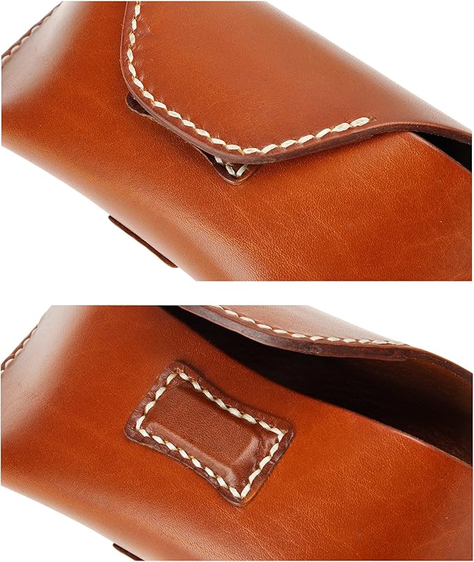 ZLYC Unisex Semi Hard Genuine Leather Eyeglass Case With Belt Loop for Prescription Eyeglasses & Standard Sized Sunglasses