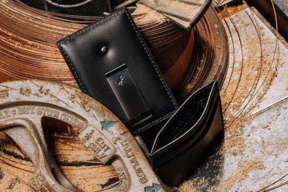 House of Jack Co. Slim Daddy Money Clip Wallet for Men, Minimalistic Front Pocket Wallet with Gift Box, Slim Card Holder, Full Grain Cowhide Leather Wallet, Black
