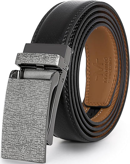 Marino Avenue Ratchet Belt for Men. Adjustable Leather Dress Belt with 38 Easy to Click Into Place Ratchet Closures.