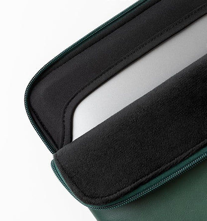 Comfyable Leather Laptop Sleeve Compatible with 16 Inch MacBook Pro M5 Pro/Max & 15 Inch MacBook Air M5 2026 (Loose Fit), Midnight Green