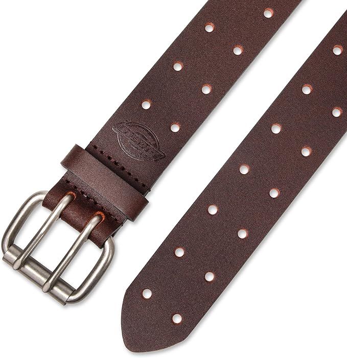 Dickies Men's Double Prong Leather Work Belt – Fully Adjustable, Regular & Big and Tall Sizes