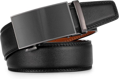 Lingli Men's Belt,Ratchet Dress Belt with Automatic Buckle Brown/Black-Trim to Fit-35mm wide