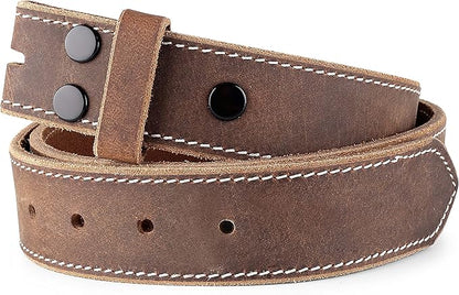 F&L CLASSIC Belt for buckle men Snap on Strap Full Grain One Piece Leather no buckle,1 1/2" Wide, USA