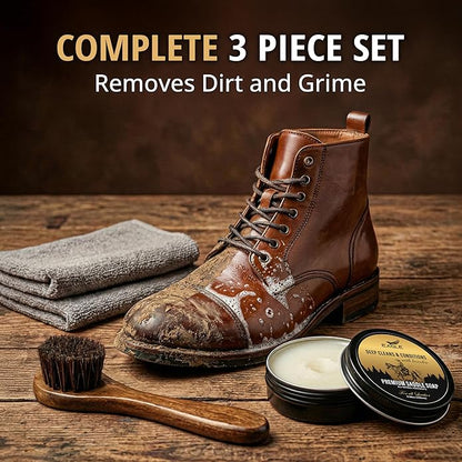 Eagle Saddle Soap for Leather – 3-Piece Saddle Soap Kit for Leather Cleaning, Boots, Tack, and Saddles – Includes Applicator and Cloth – Leather Soap and Conditioner for Leather Boots and Tack Care