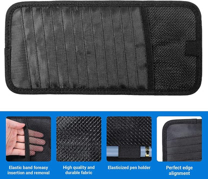 TIESOME CD Visor Holder for Car, Visor CD Holder Organizer Large Capacity CD Visor Case Car Sun Visor Organizer with 12 DVD Storage Sleeves 1 Mesh Pocket 1 Pen Holder and Elastic Strap(Black)