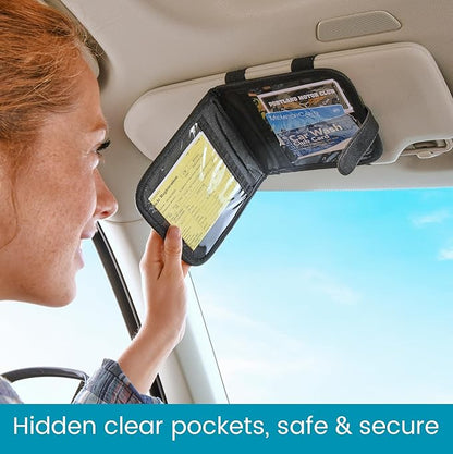 High Road Car Visor Organizer and Registration and Insurance Card Holder with Clear Document Pockets and 3 Card Holders - Vehicle Document Holder for Cars, Trucks and SUVs, Single Pack
