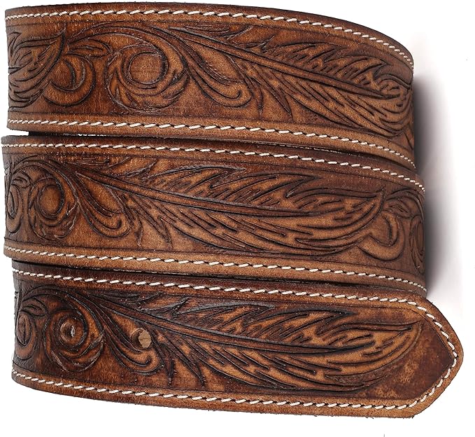 F&L CLASSIC Western Belt without buckle for men – Full Grain Leather Cowboy Belts for jeans - One Piece Leather strap belt