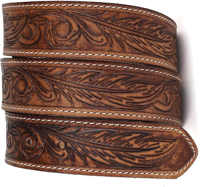 F&L CLASSIC Western Belt without buckle for men – Full Grain Leather Cowboy Belts for jeans - One Piece Leather strap belt