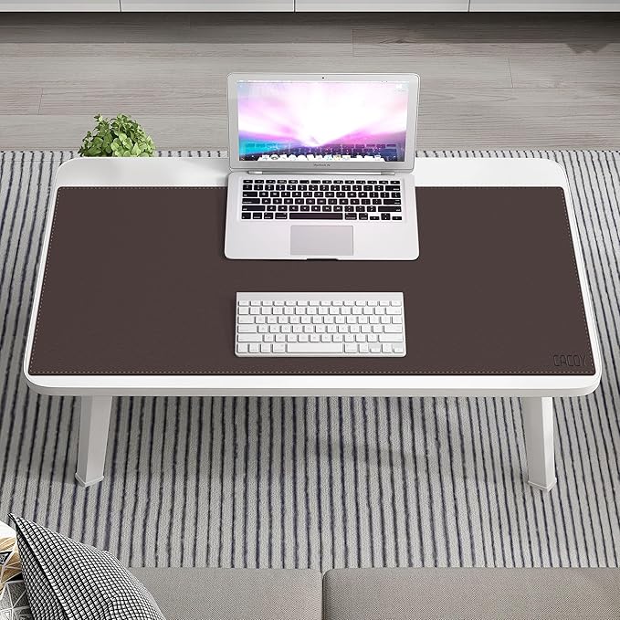 Cacoy 40" x 16" PU Leather Desk Pad Blotters, XXL Large Computer Mouse Pad for Office and Home Work, Waterproof Desk Mat Protector Gaming Keyboard Mousepad (Dark Brown)
