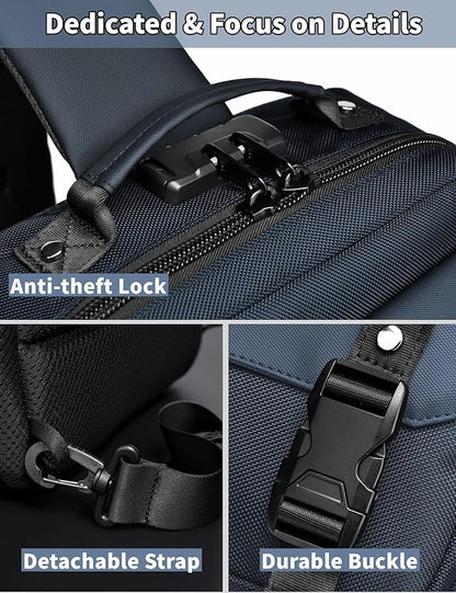 BASICPOWER Laptop Sling Bag for Men Women, Sling Backpack Crossbody Bag Fits 14 inch Computer with USB Port Anti-theft