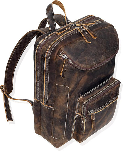 Vintage Leather Backpack For Men 16" Laptop Bag Large Capacity Business Travel Hiking Shoulder Daypacks Business Office Brown (Laptop Backpack 1)