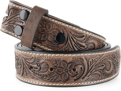 F&L CLASSIC Western Belt without buckle for men – Full Grain Leather Cowboy Belts for jeans - One Piece Leather strap belt