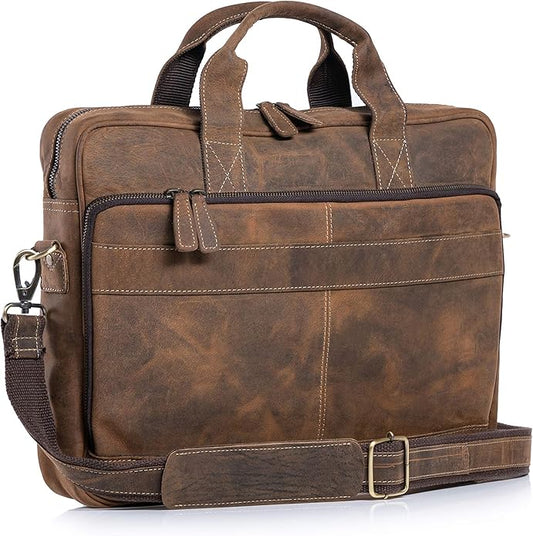 KomalC 16 Inch Leather briefcases Laptop Messenger Bags for Men and Women Best Office Satchel Bag