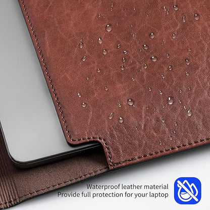 14 Inch Leather Laptop Sleeve for MacBook Pro 14 Inch M5 M4 M3 M2 M1 Pro/Max Case,Premium Protective Case Cover with Magnetic Closure-Vintage Red Brown