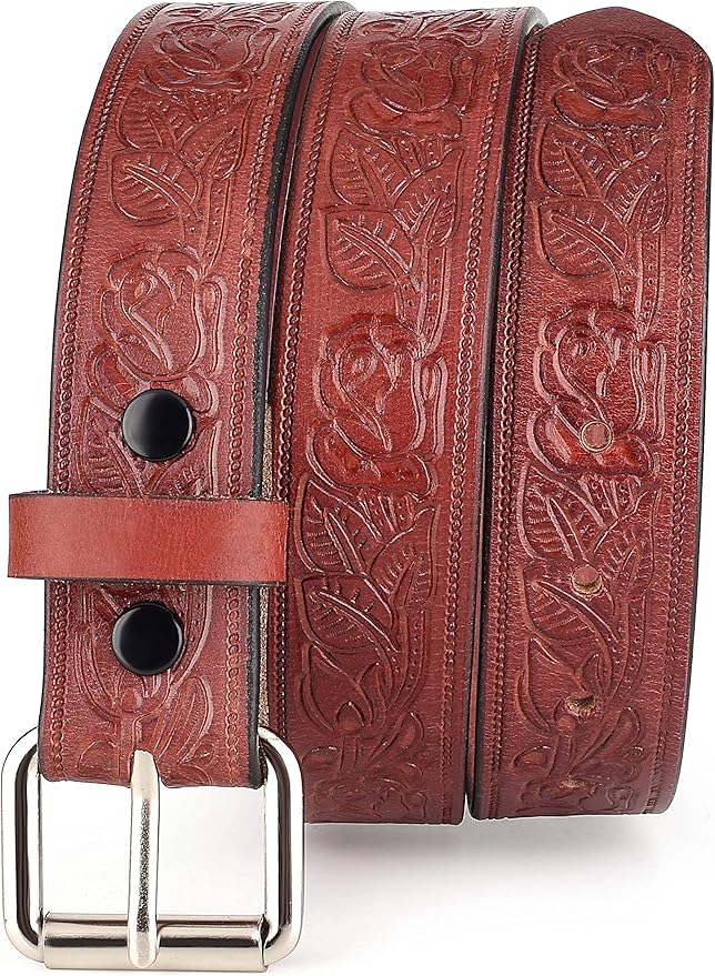 F&L CLASSIC Men's full Grain Vintage Distressed leather Belt,easy to change Roller buckle,1.5" Wide,USA,