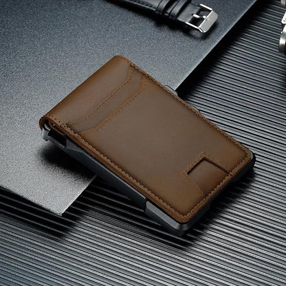 furid Genuine Leather Wallet for Men: Slim RFID Minimalist Wallets with Money Clip - Smart Pop Up Credit Card Holder for Front Pocket - Gifts for Husband Father on Birthday Anniversary