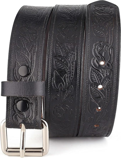 F&L CLASSIC Men's full Grain Vintage Distressed leather Belt,easy to change Roller buckle,1.5" Wide,USA,