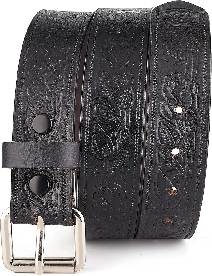 F&L CLASSIC Men's full Grain Vintage Distressed leather Belt,easy to change Roller buckle,1.5" Wide,USA,