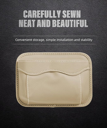 SUJADE YAKEFLY Car Seat Side Pocket Organizer PU Leather Holder with Cell Phone Sunglasses Gap Filler Mini Storage Bag, Interior Accessories Organizer (Beige)