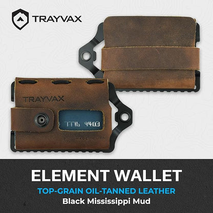 Trayvax Element Wallet, RFID Front Pocket Credit Card Holder with Money Clip, Minimalist Slim Leather Metal Wallet for Men and Women