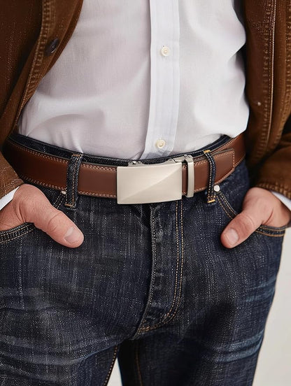 MILORDE Men's Leather Ratchet Belt - 35mm - Customizable Fit