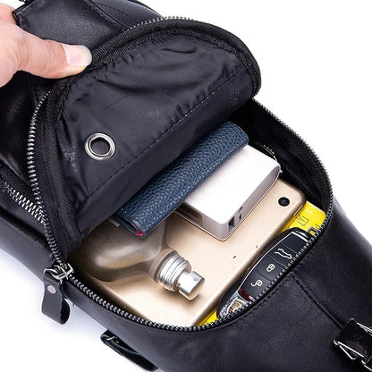 LUKZIJAES Genuine Leather Sling Bag for Men
