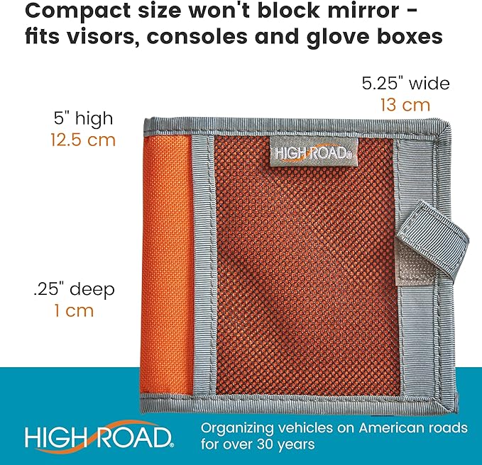 High Road Car Registration and Insurance Card Holder for Sun Visor, Glove Box or Console with 2 Clear Hidden Car Document Pockets and Front Card Pocket