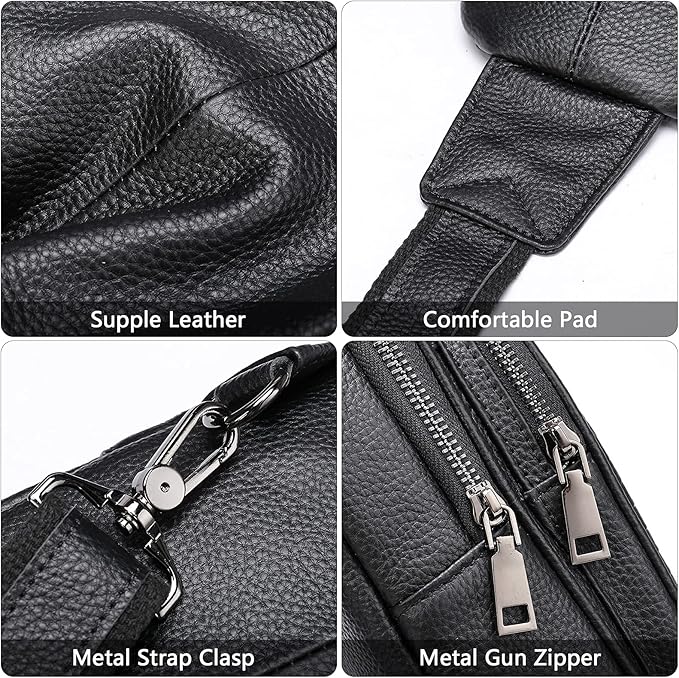 NIUCUNZH Crocodile Leather Sling Bag with Leather Strap, 3 Zipper Crossbody Shoulder Bags for Travel Hike Everyday Carry