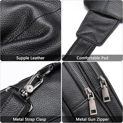 NIUCUNZH Crocodile Leather Sling Bag with Leather Strap, 3 Zipper Crossbody Shoulder Bags for Travel Hike Everyday Carry