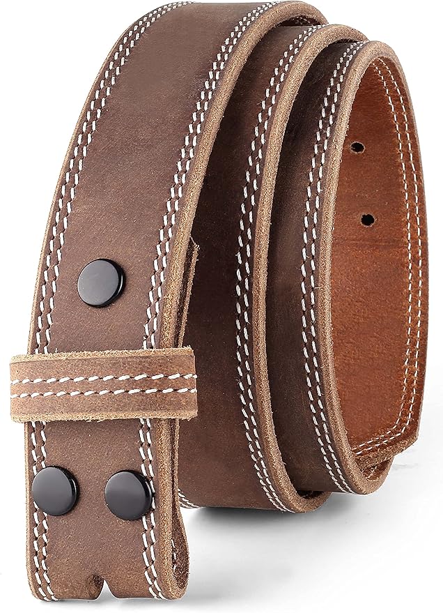 F&L CLASSIC Belt for buckle men Snap on Strap Full Grain One Piece Leather no buckle,1 1/2" Wide, USA